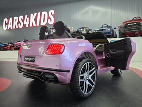 Carro elétrico infantil 12V Bentley Continental, telecomandado, , pneus de EVA, assento em pele cor rosa metalizado