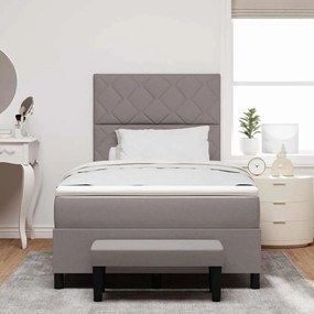Cama Box Spring com Colchão e Banco Taupe 120x200 cm Tecido