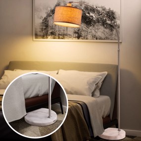 Candeeiro de pé em arco ajustável 150-175 cm Cinzento + Prateado