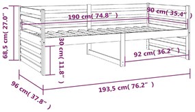 Sofá-cama 90x190 cm madeira de pinho maciça castanho mel