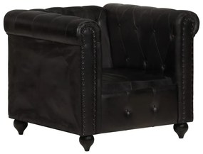 Poltrona chesterfield couro genuíno preto