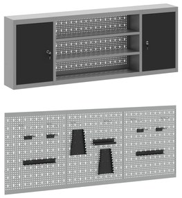 Conjunto de Bancada de Trabalho vidaXL 7 Peças em Aço Preto