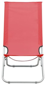 Cadeiras de praia dobráveis 2 pcs tecido vermelho