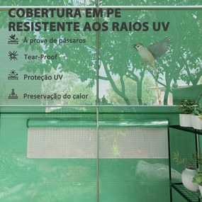 Estufa tipo Túnel 6x3x2 m Estufa de Exterior com 4 Janelas de Malha Cobertura de PE Anti UV e 3 Portas Enroláveis Verde