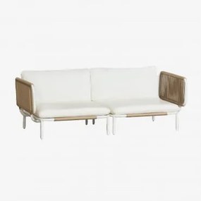 Sofá Modular De Jardim De 2 Peças Com 2 Módulos De Canto Em Aço Roubly Beige De Amêndoa - Sklum