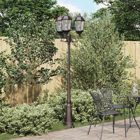 vidaXL Poste de Luz de Jardim 3-Lamp E27 Bronze 235 cm Alumínio
