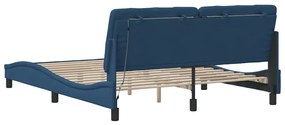 Estrutura de cama com LED sem colchão 160x200 cm tecido azul