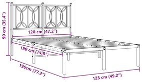 Estrutura de cama com cabeceira 120x190 cm metal branco
