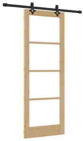 Conjunto de Porta Deslizante vidaXL com Ferragens 78x211 cm Madeira Só