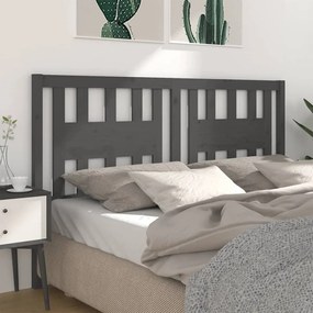 818672 vidaXL Cabeceira de cama 146x4x100 cm pinho maciço cinzento