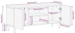Armário de TV 105x33x46 cm Madeira Sólida de Mangueira
