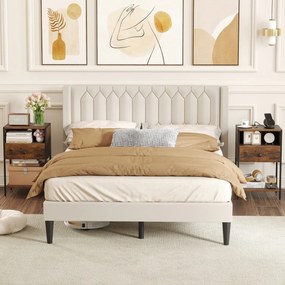 Conjunto de 2 mesas de cabeceira, mesas apoio 40 x 32 x 65 cm com Estação de carregamento, Compartimento aberto Gaveta Castanho Rústico