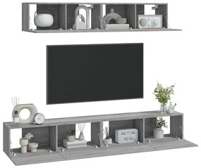 Conjunto móveis de TV 4 pcs madeira processada sonoma cinza