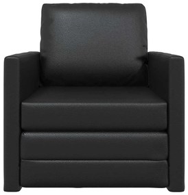 Sofá-Cama de Piso 2-em-1 Preto 74x77x81 cm Couro Sintético