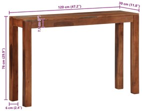 Mesa consola 120x30x76 cm madeira maciça de acácia