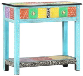 vidaXL Mesa consola pintada à mão 80x35x75 cm mangueira maciça