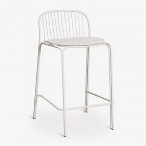 [*]banco Alto De Jardim Em Aço Anerina ↑65 Cm & Branco Acinzentado & Branco Glacial - Sklum