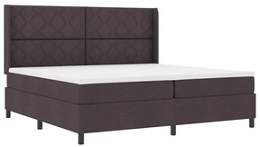 Cama Box com Colchão e LED Castanho Escuro 200x200 cm em Tecido