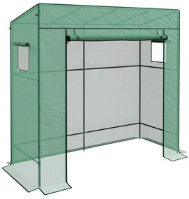 Estufa de Exterior com Janelas de Malha e Porta com Fecho de Correr Estufa para Cultivar Plantas e Flores 196x77x197 cm Verde