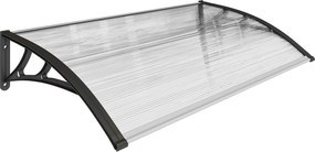 Marquise para Portas e Janelas 110x60 cm com Painéis de Policarbonato e Barras de Alumínio Transparente