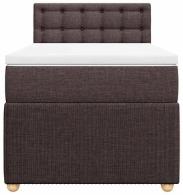 Cama com molas/colchão 100x200 cm tecido castanho-escuro