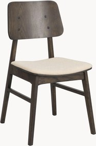 Cadeiras de jantar em madeira de carvalho com assento estofado Nagano, conjunto de 2