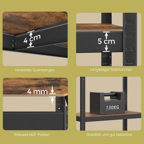 Estante de aço para cargas pesadas 40 x 80 x 160 cm castanho vintage + preto