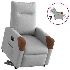 vidaXL Poltrona reclinável elevatória elétrica tecido cinzento-nublado
