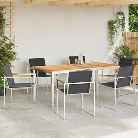 Conjunto de Jantar para Jardim de 7 Peças em Madeira Sólida de Teak e
