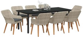 Conjunto de sala de jantar 9 pcs Cinza claro e preto
