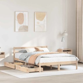 vidaXL Cama sem colchão 135x190 cm madeira de pinho maciça