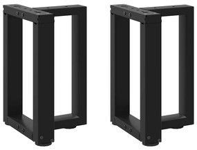 vidaXL Pés para mesa de centro em forma de T, 2 peças, preto, 38x25x(42-43) cm, aço