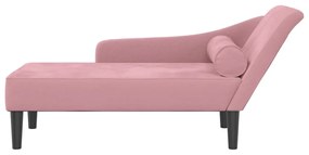 Chaise longue com almofadões veludo rosa