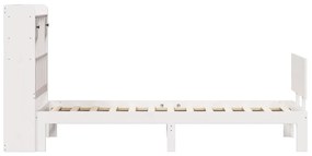 Cama com estante sem colchão 90x190 cm pinho maciço branco