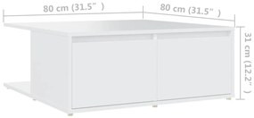 Mesa de centro 80x80x31 cm derivados de madeira branco