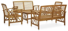 5 pcs conjunto lounge de jardim madeira de acácia maciça