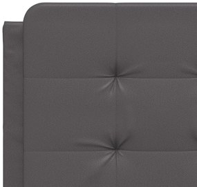 Estrutura de cama c/ luzes LED 120x200cm couro artificial cinza