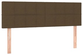 Cabeceira de cama c/ luzes LED tecido 144x5x78/88 cm castanho