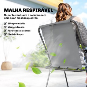 Conjunto de Mesa e Cadeiras de Jardim de 8 Peças com Chapéu de Sol 6 Cadeiras Dobráveis e Mesa de Vidro Cinza