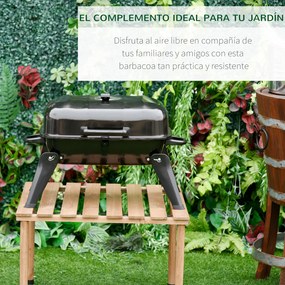 Outsunny Barbecue a Carvão Portátil Barbecue a Carvão de Mesa Compacta para Jardim Exterior Campismo 59x43x39 cm Preto