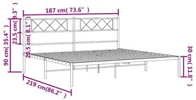 Estrutura de cama com cabeceira 183x213 cm metal branco