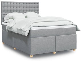 vidaXL Cama com molas/colchão 160x200 cm tecido cinzento-claro