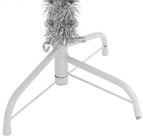 Meia árvore de Natal artificial com suporte 180 cm PET prateado