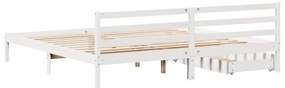 Cama sem colchão 180x200 cm madeira de pinho maciça branco