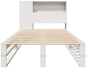 Cama com estante sem colchão 90x190 cm madeira maciça branco
