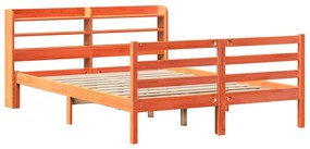 Cama sem colchão 120x190 cm madeira pinho maciça castanho-mel