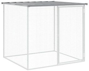 Galinheiro com teto 203x98x90 cm aço galvanizado cinza-claro