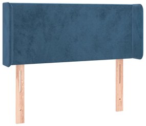 Cabeceira cama c/ luzes LED veludo 103x16x78/88 cm azul-escuro