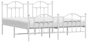 Estrutura de cama com cabeceira e pés 180x200 cm metal branco