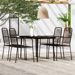 vidaXL 5 pcs Conjunto de jantar para jardim preto